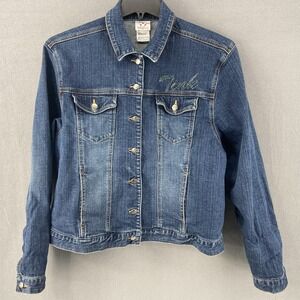 Tinker Bell Disney Jacket Girls XL 18-20 Blue Jean Denim Rhinestone Tink Graphic